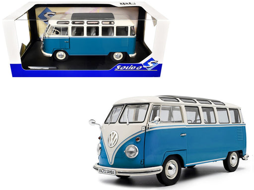 VOLKSWAGEN T1 SAMBA - BLUE & WHITE 1962 - Solido - 1/18 - S1813401 - Passion Diecast 