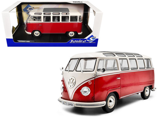 VOLKSWAGEN T1 SAMBA - RED & WHITE 1962 - Solido - 1/18 - S1813401 - Passion Diecast 