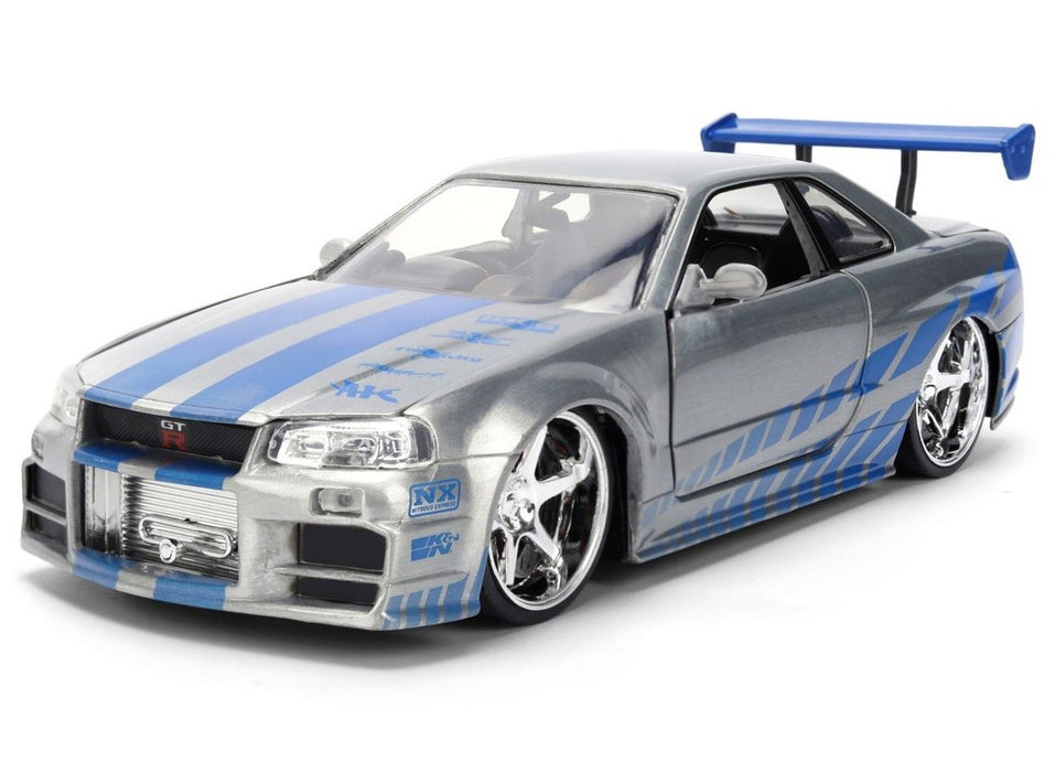 Fast & Furious 25th Anniversary  BRIAN's  Nissan Skyline GT-R 34 Brush Metal Finish -   Jada  1/24 -36818