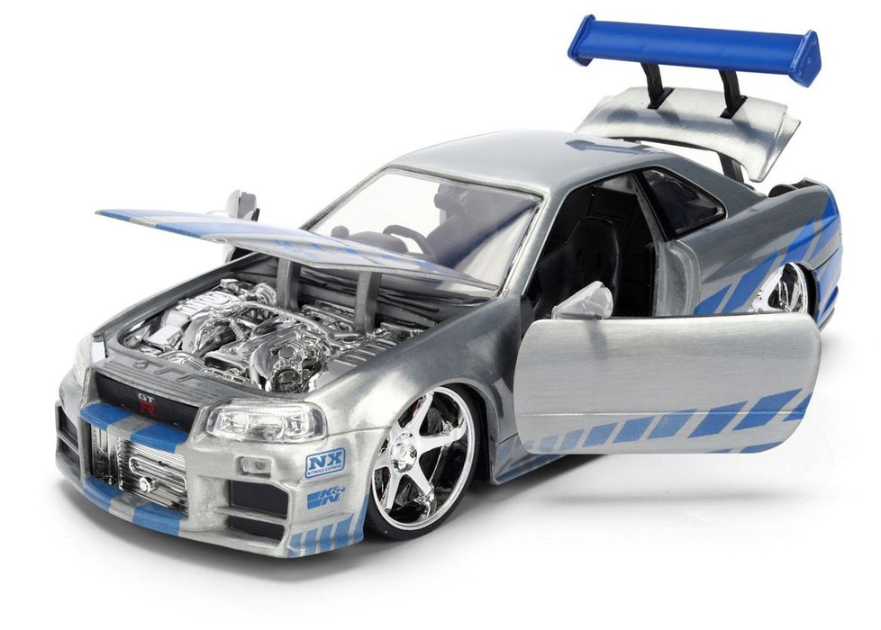 Fast & Furious 25th Anniversary  BRIAN's  Nissan Skyline GT-R 34 Brush Metal Finish -   Jada  1/24 -36818