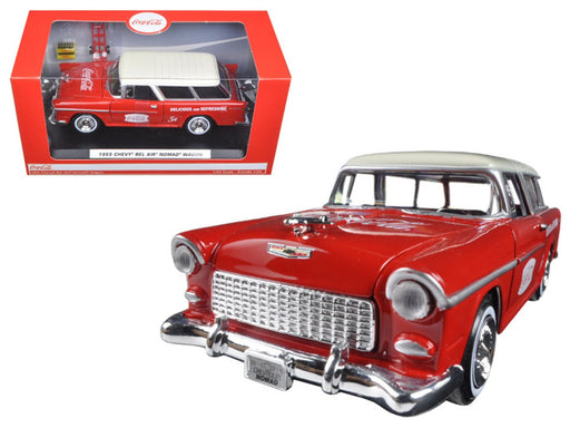 1955 Chevrolet Nomad Coca Cola with 2 bottle cases and metal handcart  - Motor City Classics 1.24  424110