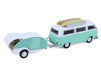 1971 Volkswagen Type 2 with surfboards and Teardrop Trailer - Hitch & Tow Series 33 - 1/64 Greenlight - 32330 B