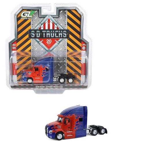 2019 Mack Anthem Truck Cab in Blue with Red Flames - H.D. Trucks Series 26 - 1/64 Greenlight - 45200 C