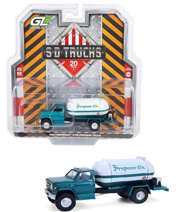 1982 Chevrolet C-60 Propane Truck in White & Green Metallic - H.D. Trucks Series 26 - 1/64 Greenlight - 45200 B