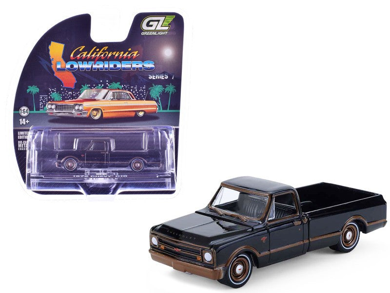1972 Chevrolet C10 Lowrider in Black and Bronze - California Lowriders Series 7 - 1/64 Greenlight - 63080 D