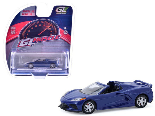 2021 Corvette Stingray Convertible in Elkhart Lake Blue - GL Muscle Series 30 - 1/64 Greenlight - 13370 E
