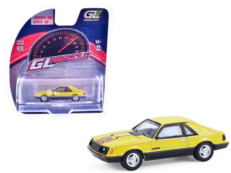 1979 Ford Mustang Cobra Fastback in Bright Yellow - GL Muscle Series 30 - 1/64 Greenlight - 13370 C