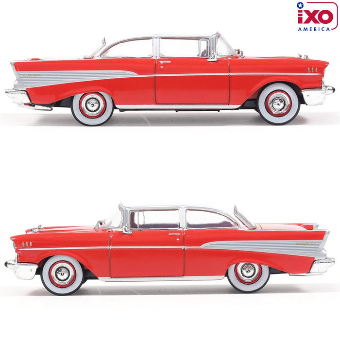 1957 Chevrolet Bel Air Sedan - Matador Red and India Ivory - IXO Models - 1:64 - IA64008 Passion Diecast