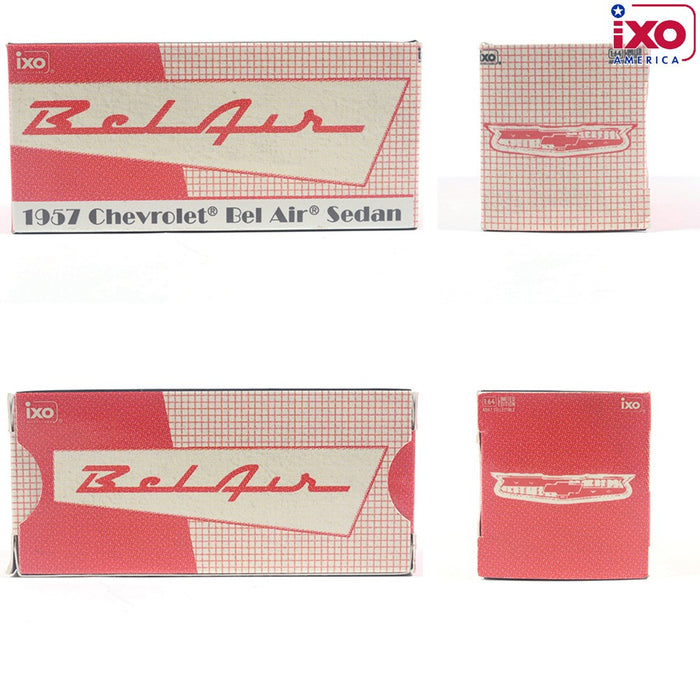 1957 Chevrolet Bel Air Sedan - Matador Red and India Ivory - IXO Models - 1:64 - IA64008 Passion Diecast