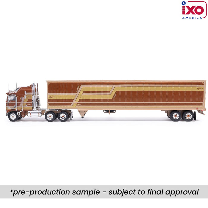 1976 Kenworth K100 Aerodyne Semi Truck with Modern Trailker - Brown - IXO Models - 1:64 - U64TRTR003M