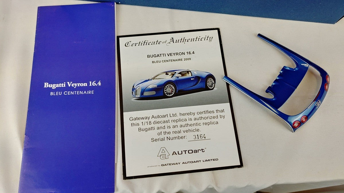 (Used)(Free shipping) Bugatti EB Veyron 16.4 Bleu Centenaire Blue Metallic  1/18 AUTOART 70951  Used