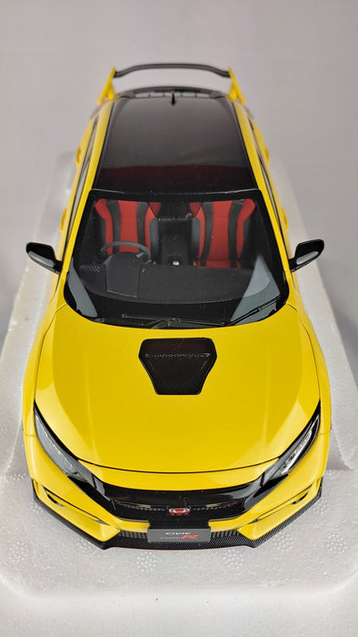 (Used)(Free shipping)  Honda Civic Type R (FK8) 2021 RHD  (Sunlight Yellow)  - Autoart    1/18 -  73225 Used