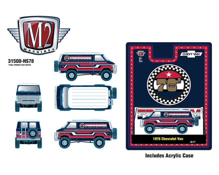 1976 Chevrolet Van FREEDOM EDDITION - Red - M2 Machine - 1:64 - 31500-HS78