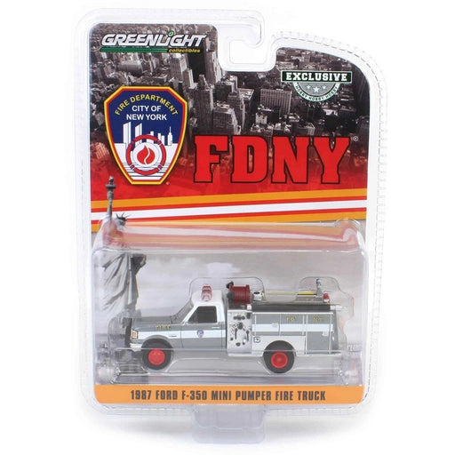 CHASE CAR 1987 Ford F-350 Mini Pumper Fire Truck FDNY - Hobby Exclusive - 1/64 Greenlight - 30550GR