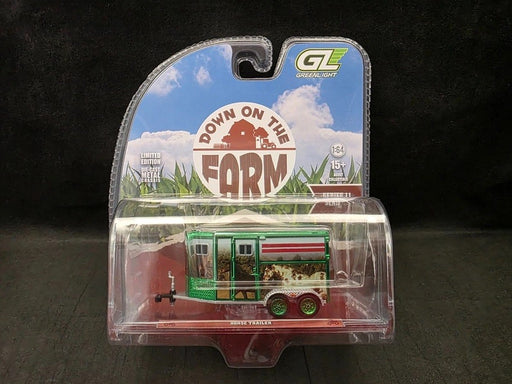 CHASE CAR Horse Trailer with Custom Horse Wrap - Down on the Farm Series 11 - 1/64 Greenlight - 48110 FGR