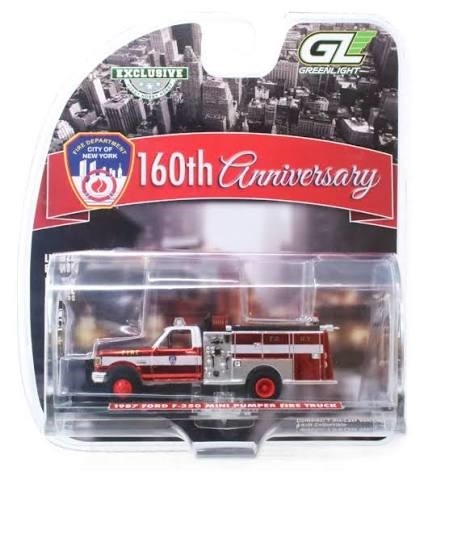 CHASE CAR 1987 Ford F-350 Mini Pumper Fire Truck FDNY - Hobby Exclusive - 1/64 Greenlight - 30550GR