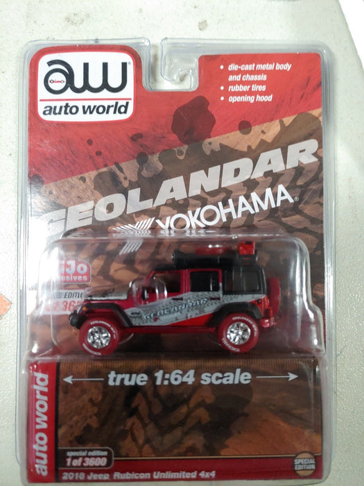 CHASE CAR Mijo Exclusive - 2018 Jeep Rubicon Unlimited 4x4 Yokohama Geolandar - Limited 3,600 - Auto World 1:64 - CP7914GR
