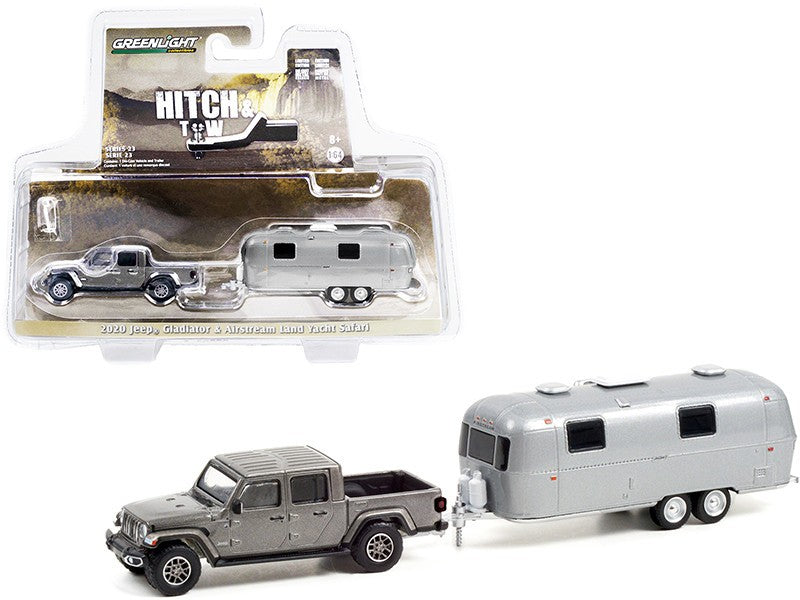 2020 Jeep Gladiator with Airstream Double-Axle Land Yacht Safari- Hitch & Tow 23, 1/64 Greenlight - 32230 C