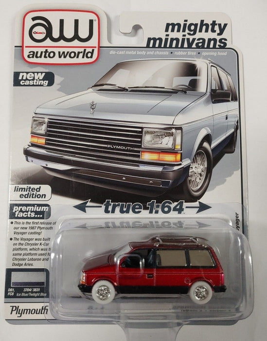 CHASE CAR Plymouth Voyager 1987 in Ice Blue Poly and Twilight Blue Poly - Auto World - 1/64 - AWSP197 AGR