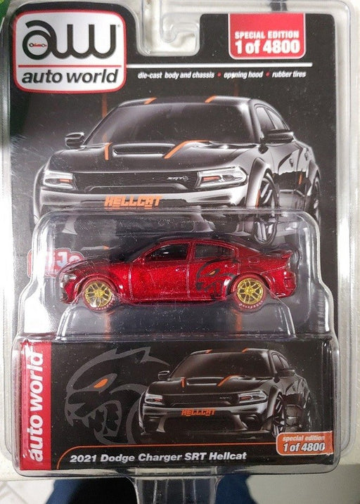 CHASE CAR 2021 Dodge Charger SRT Hellcat Custom Black Limited 3,600 - Mijo Exclusives - Auto World - 1/64 - CP8085GR