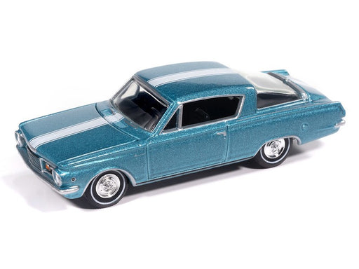 1965 Plymouth Barracuda Turquoise Poly & White - 2025 Premium Release 3 Version A - Auto World - 1/64 - AW64522 A D