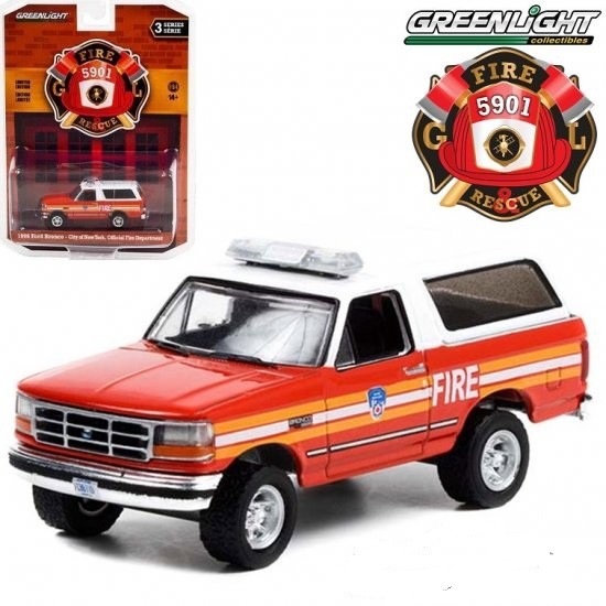 (FDNY) - Ford Bronco 1996 - Fire & Rescue Series 3 - 1/64 Greenlight - 67030 E Passion Diecast 