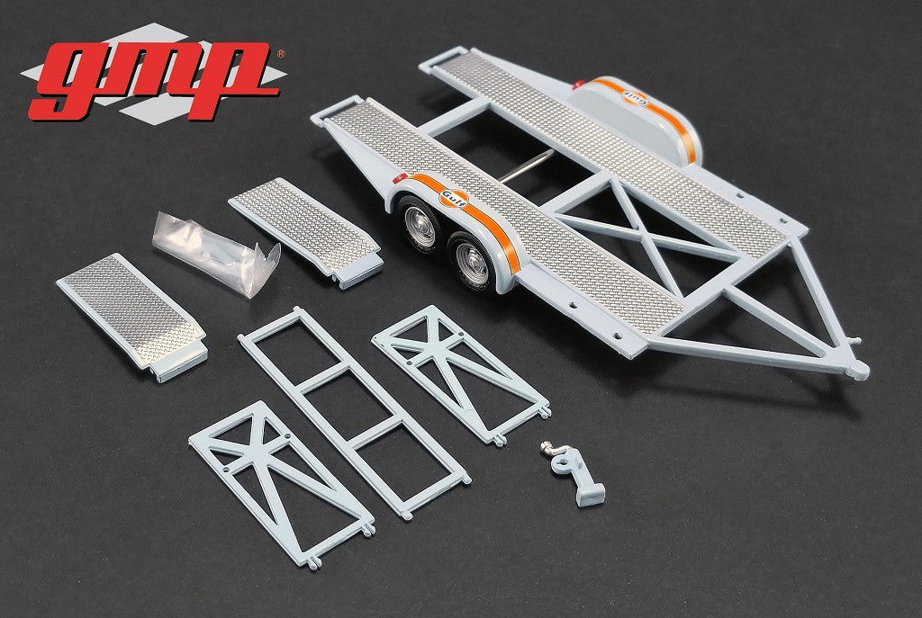 (Web Only) Tandem Car Trailer with Tire Rack - Gulf  GMP 1/43 14304
