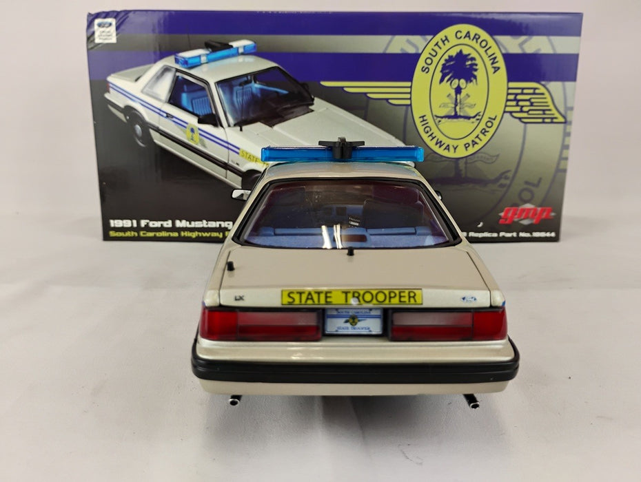 (Used)(Free shipping)  1991 FORD MUSTANG SOUTH CAROLINA HIGHWAY PATROL S.S.P. (SILVER) 1/18 GMP 18444   Used