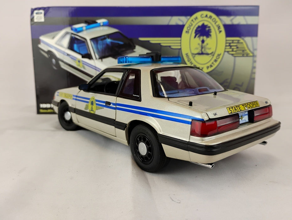 (Used)(Free shipping)  1991 FORD MUSTANG SOUTH CAROLINA HIGHWAY PATROL S.S.P. (SILVER) 1/18 GMP 18444   Used