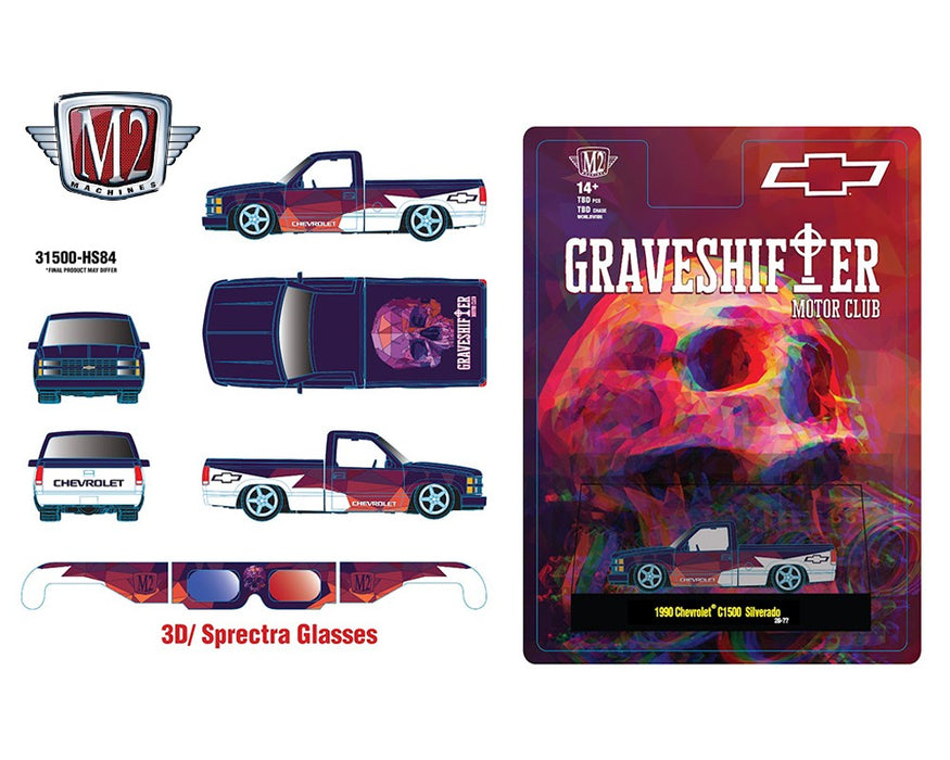 1990 Chevrolet C1500 Siverado with 3D Sprectra Glasses - M2 Machine - 1:64 - 31500-HS84 Passion Diecast