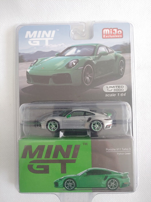 CHASE CAR Porsche 911 Turbo S Python Vert - Mini GT - 1:64 - MGT00525GR Passion Diecast