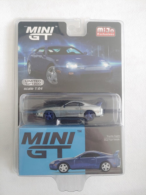 CHASE CAR Toyota Supra Bleu Perle métallique -  MINI GT 1:64 - Mijo Exclusive - MGT00211GR - Passion Diecast 