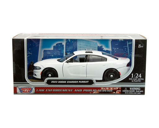 2023 Dodge Charger Pursuit Plain White with Lightbar - Motormax 1/24 - 76996 WH Passion Diecast