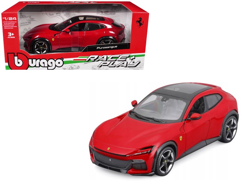 Ferrari Purosangue - Red - Race and Play - Bburago 1/24 - 18-26030 RD - Passion Diecast 