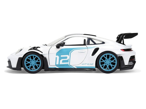 Porsche 911 GT3 RS (992) White with Blue Stripes and Carbon Top - Hyper-Spec -  Jada  1/24 - 36494 Passion diecast