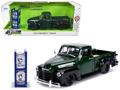1953 Chevrolet 3100 Pickup Truck Green with Extra Wheels - Just Trucks - Jada 1/24 - 30521 Passion diecast