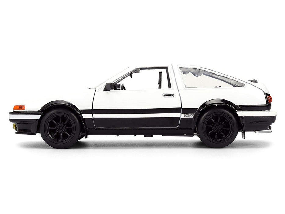 Toyota Trueno (AE86) White and Black with Graphics and Takumi Figure Initial D - Hollywood Rides - Jada 1/24 - 34501