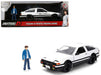 Toyota Trueno (AE86) White and Black with Graphics and Takumi Figure Initial D - Hollywood Rides - Jada 1/24 - 34501
