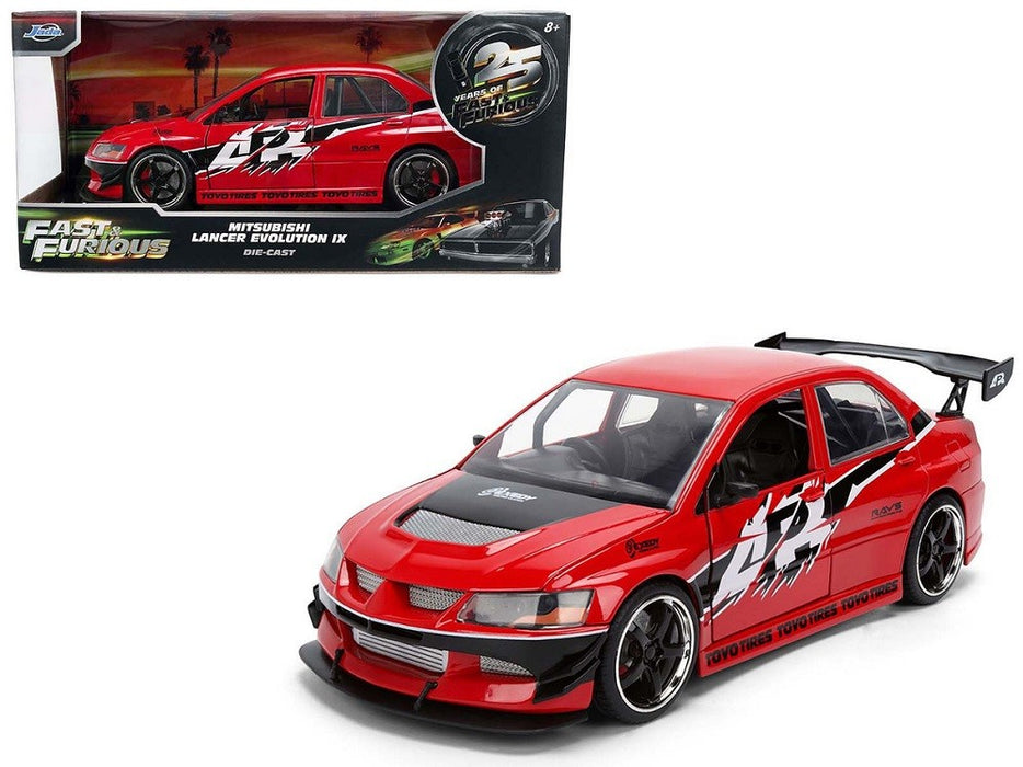 Mitsubishi Lancer Evolution IX Red with Graphics - 25 Years of Fast & Furious Anniversary - Jada 1/24 - 36208