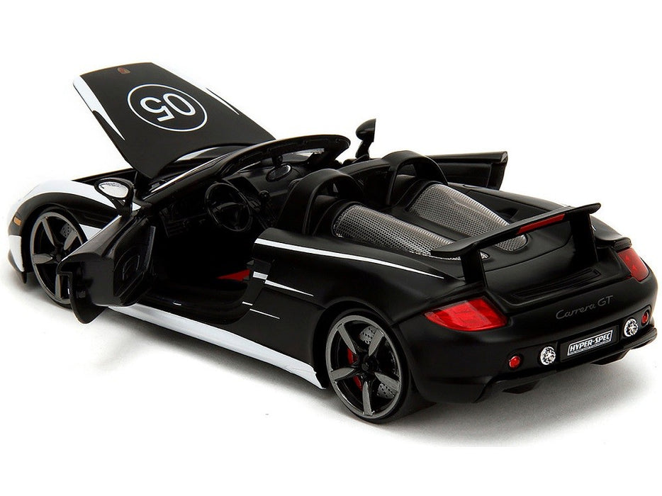 Porsche Carrera GT Convertible Black with White Graphics - Hyper-Spec - Jada 1/24 - 35490 Passion Diecast