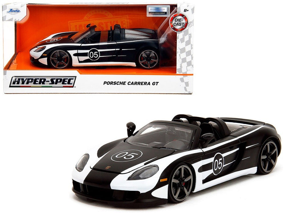 Porsche Carrera GT Convertible Black with White Graphics - Hyper-Spec - Jada 1/24 - 35490 Passion Diecast