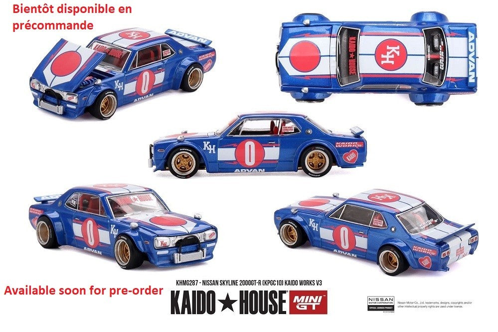 Nissan Skyline 2000GT-R (KPGC10) Kaido Works V3 - Mini GT & Kaido★House 1/64 - KHMG287 Passion Diecast