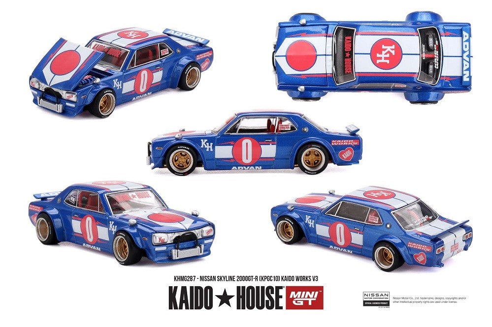 Nissan Skyline 2000GT-R (KPGC10) Kaido Works V3 - Mini GT & Kaido★House 1/64 - KHMG287 Passion Diecast