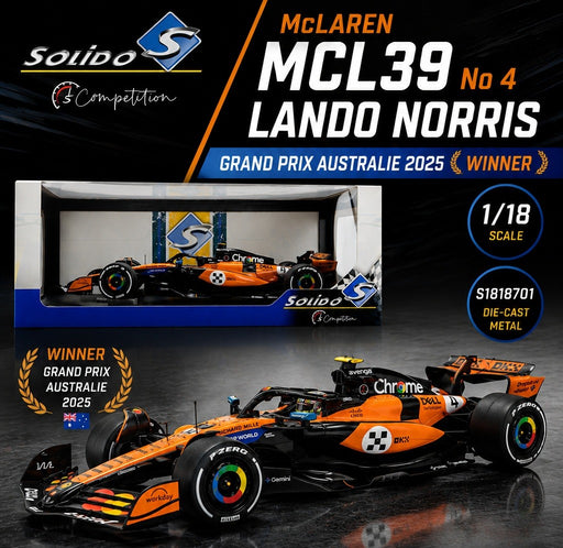 McLaren MCL39 No 4 Norris Australie 2025 - Solido - 1/18 - S1818701 - Passion Diecast 