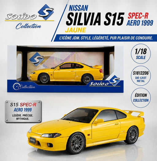 Nissan Silvia S15 Spec-R AERO 1999 Yellow - Solido - 1/18 - S1812206 - Passion Diecast 
