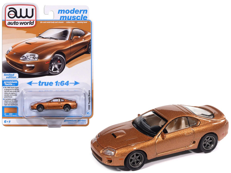 1998 Toyota Supra Sedona Sunset Metallic - 2025 Premium Release 3 Version A - Auto World - 1/64 - AW64522 A F