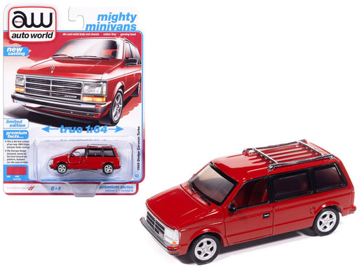 1989 Dodge Caravan Turbo Solid Red - 2025 Premium Release 3 Version A - Auto World - 1/64 - AW64522 A C