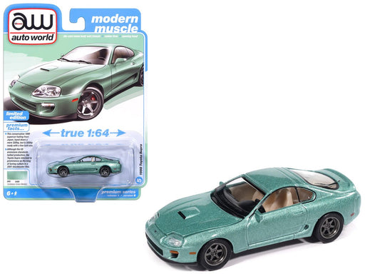 1998 Toyota Supra Caribbean Green - 2025 Premium Release 3 Version B - Auto World - 1/64 - AW64522 B F