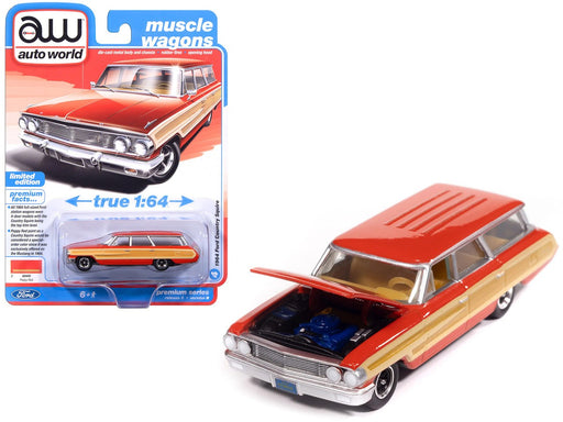 1964 Ford Country Squire Poppy Red - 2025 Premium Release 3 Version B - Auto World - 1/64 - AW64522 B B