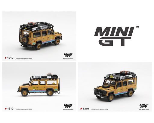 Land Rover Defender 110 1998 Camel Trophy Tierra del Fuego CT.36 Romania - Mini GT - 1:64 - MGT01310 Passion Diecast